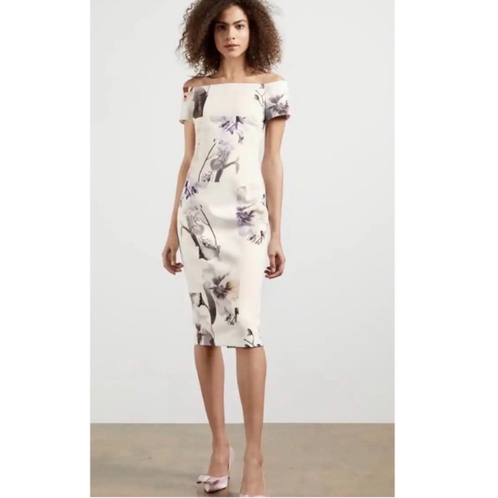 NWT Ted Baker Saidie fitted floral Off-Shoulder dress Sz US2 Or Ted Sz0